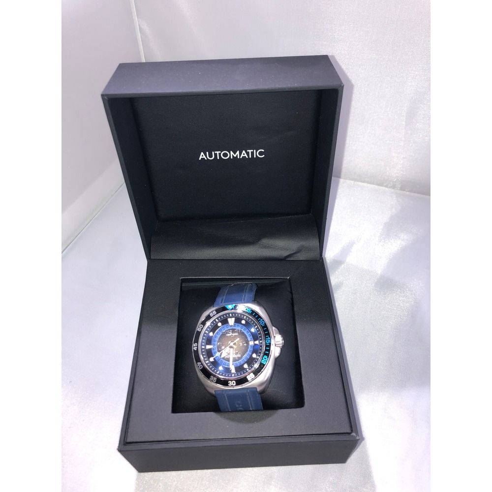 Coach Kent Automatic Mens Watch Blue Silicone Strap Stainless Steel